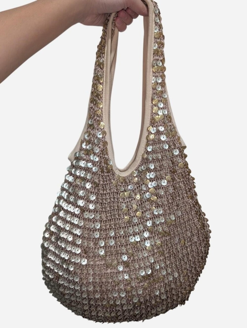 Y2K Bisou Bisou Gold & Silver Sequin Crochet Tote/Hobo Bag ‼️Price is firm